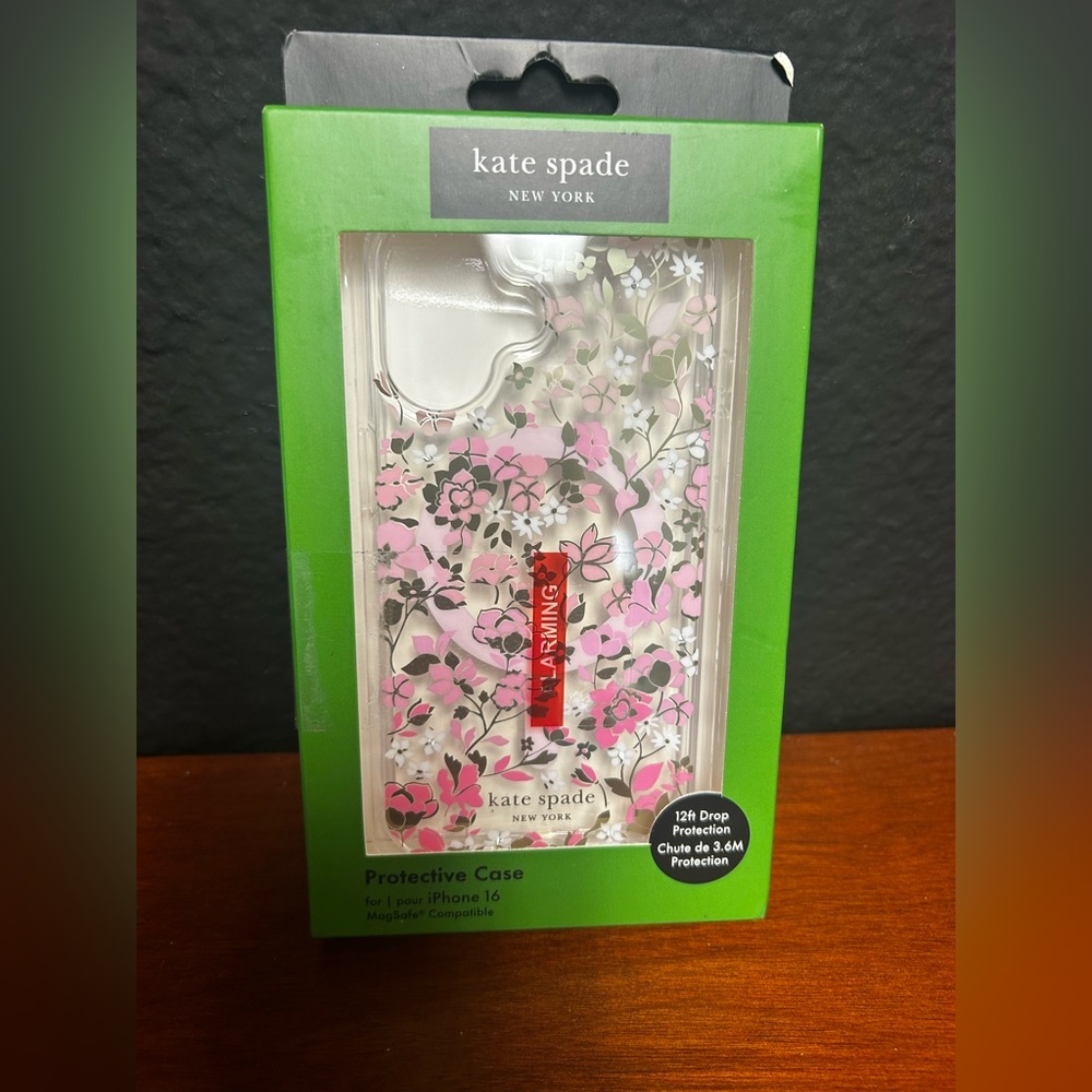 Kate Spade NWB iPhone 16 Case Compatible with MagSafe Pink Flower Bed